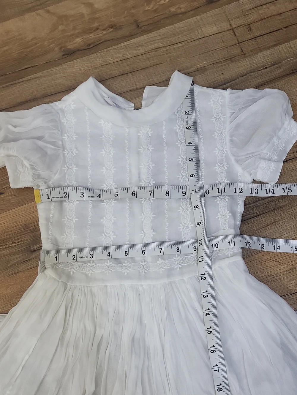 Vtg MISS QUALITY Girls White Embroidered Sheer  Party Flower Wedding Dress